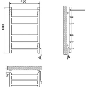 Полотенцесушитель электрический Ника Way 3 60/40, с полкой, хром