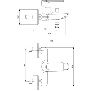 Смеситель для ванны E.C.A. LIA 102102888EX