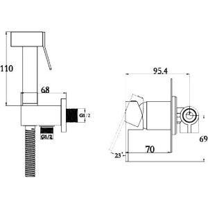 Гигиенический душ Kaiser Sonat 34377-2 со смесителем, С ВНУТРЕННЕЙ ЧАСТЬЮ, черный мрамор