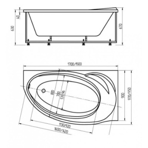 Акриловая ванна Aquatek Бетта 170x97 BET170-0000154