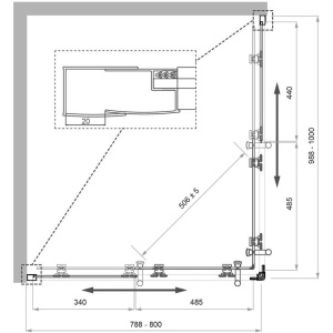 Душевой уголок BelBagno Uno -195 AH 2 100/80 C Cr стекло прозрачное