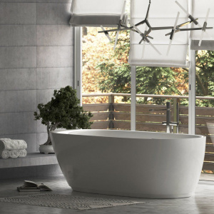 Акриловая ванна Sancos Single FB07 180x85 см, отдельностоящая, овальная, с каркасом, со сливом-переливом