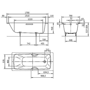 Стальная ванна Kaldewei Cayono 170x70 standard mod. 749 274900010001