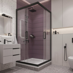 Купить Душевой уголок STWORKI Дублин 100x100 см профиль черный матовый, прозрачное стекло, с поддоном в Москве с доставкой Душевой уголок STWORKI Дублин 100x100 см профиль черный матовый, прозрачное стекло, с поддоном