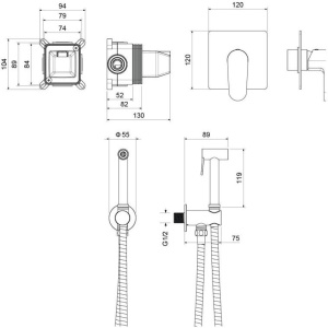 Гигиенический душ со смесителем Aquatek Оберон AQ1219MB черный