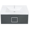 Тумба с раковиной La Fenice Cubo 80 серая, ручка белая