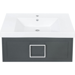 Тумба с раковиной La Fenice Cubo 80 серая, ручка белая