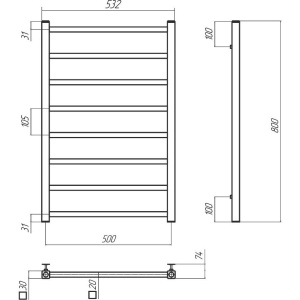 Полотенцесушитель водяной Terminus Ватикан П8 500х800