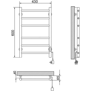 Полотенцесушитель электрический Ника Way 2 60/40, матовый черный RAL9005