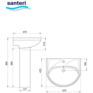 Раковина подвесная Santeri Вест 50 1.3111.8.S00.11B.0 белая