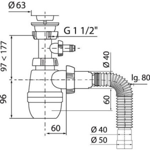 Купить Сифон для раковины Wirquin Минор, с отводом для стиральной машины в Москве с доставкой Сифон для раковины Wirquin Минор, с отводом для стиральной машины