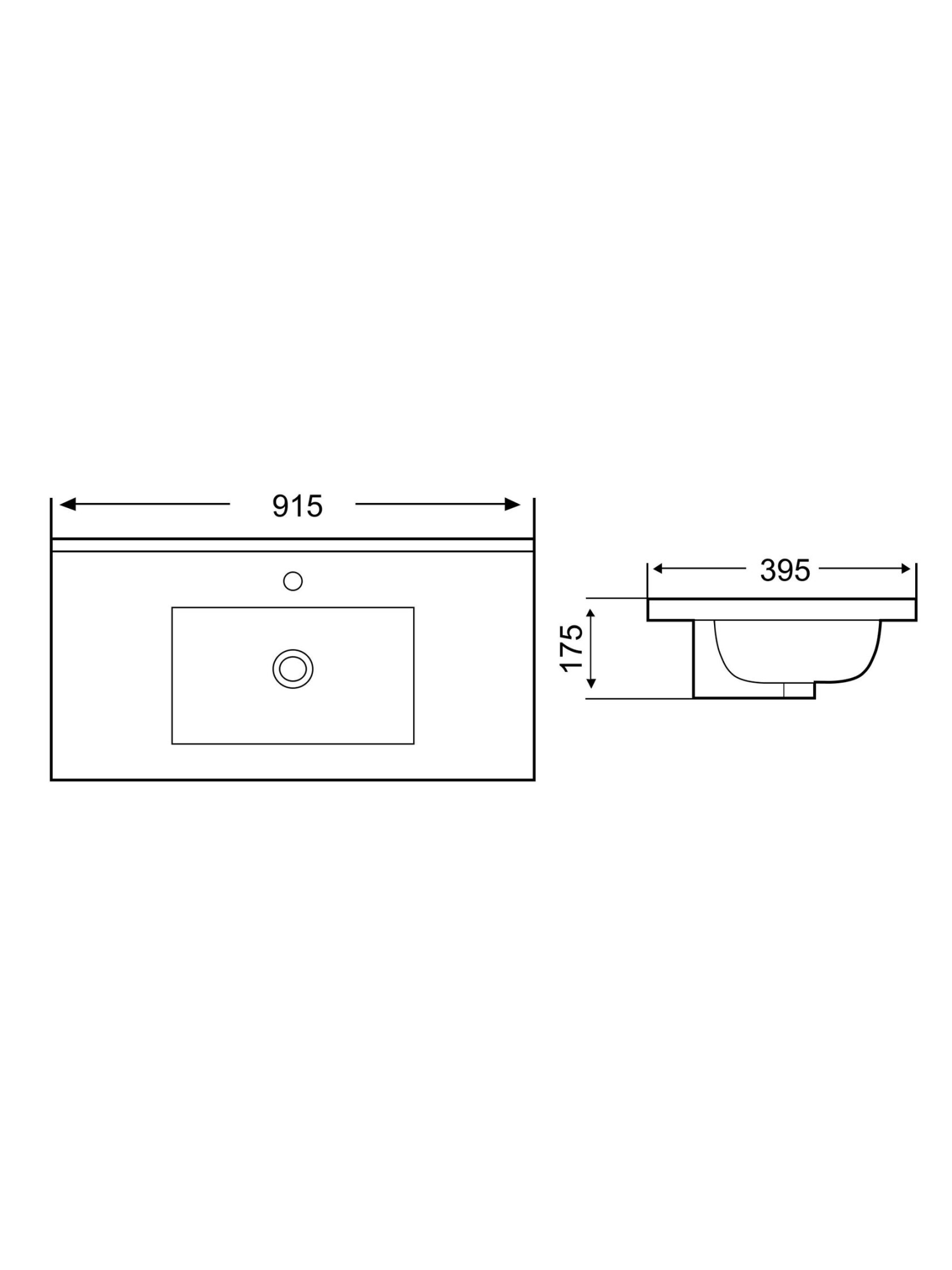 Раковина врезная 915х395х175 WeltWasser DEILBACH 7517-90 (10000005576)