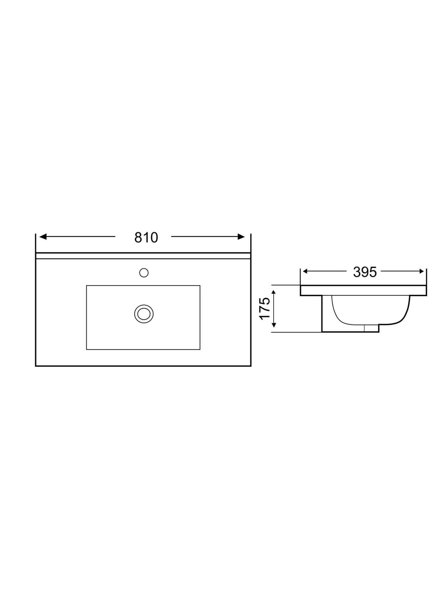Раковина врезная 810х395х175 WeltWasser DEILBACH 7517-80 (10000005585)