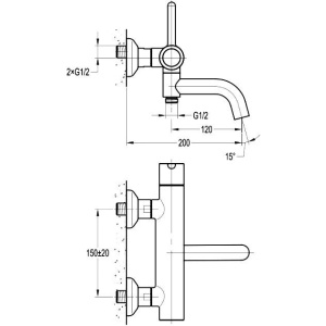 Смеситель для ванны с душем Cezares Eco ECO-VD-NOP