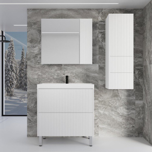 Тумба с раковиной Style Line Стокгольм 80, напольная, белый рифленый софт