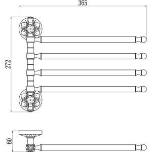 Полотенцедержатель Savol 58 b S-005804B золото, четверной