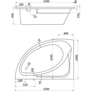 Акриловая ванна Santek Гоа 150х100 1.WH11.2.033 левосторонняя