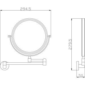 Косметическое зеркало Rav Slezak Colorado без подсветки, двухстороннее, телескопическое, поворотное, хром