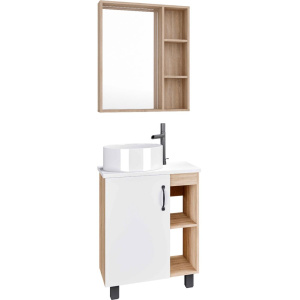 Мебель для ванной Grossman Флай 60 со столешницей, дуб сонома, белая