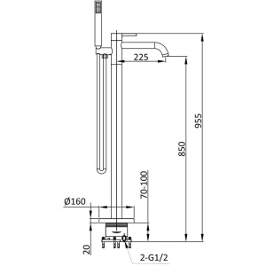 Напольный смеситель для ванны с душем Vincea Desire VTF-1DBG брашированное золото