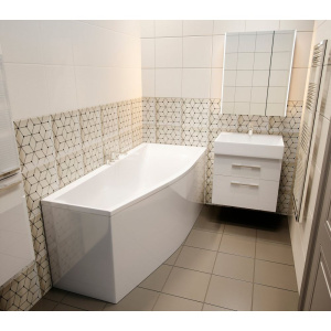 Ванна из искусственного камня Астра-Форм Скат R 170x75 см, с ножками, асимметричная