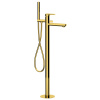Напольный смеситель для ванны с душем Remer Infinity I08DO золотой глянцевый, С ВНУТРЕННЕЙ ЧАСТЬЮ