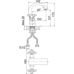 Смеситель для раковины D&K Hessen Goethe DA1382141