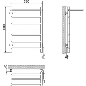 Купить Полотенцесушитель электрический Ника Way 2 60/50, с полкой, хром в Москве с доставкой Полотенцесушитель электрический Ника Way 2 60/50, с полкой, хром