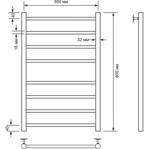 Полотенцесушитель водяной Comfysan Luce W-8 80х50 черный матовый