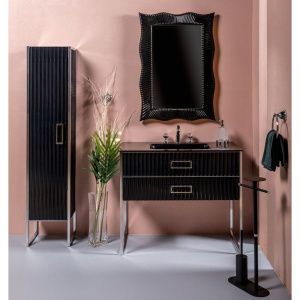 Купить Тумба с раковиной Armadi Art Monaco 100 черная, хром в Москве с доставкой Тумба с раковиной Armadi Art Monaco 100 черная, хром