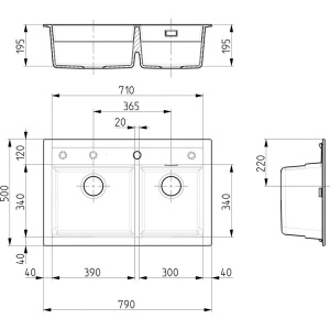 Мойка кухонная Alveus Atrox Granital 50 carbon