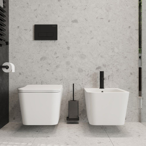 Унитаз подвесной Aqueduto Macio MAC0110 безободковый, с микролифтом, белый глянцевый