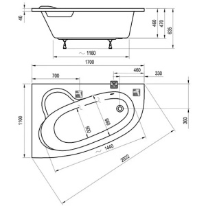 Акриловая ванна Ravak Asymmetric 170х110 C491000000 R белая