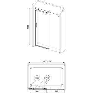 Душевая дверь в нишу RGW Tornado TO-14 1700x1950, профиль черный