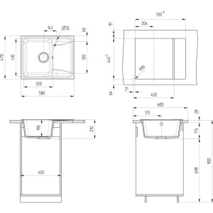 Мойка кухонная Ulgran U-201 -331 белая