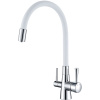 Смеситель для кухни Lemark Comfort LM3075C-White с гибким изливом, хром, белый