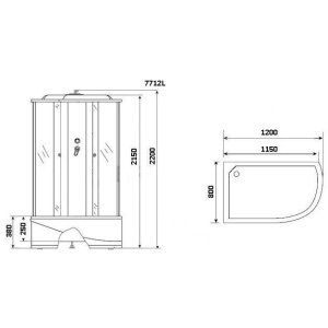 Душевая кабина Niagara Luxe 7712GL золото, с высоким поддоном, с сиденьем