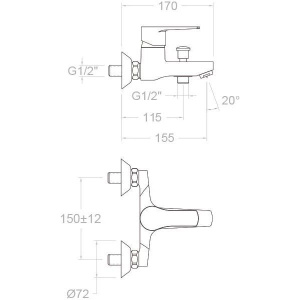 Смеситель для ванны с душем Ramonsoler Titanium 1805S