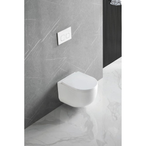 Купить Унитаз подвесной Vincea Globo VT1-52T подвесной, безободковый, фарфоровый, антивсплеск, белый, овальный в Москве с доставкой Унитаз подвесной Vincea Globo VT1-52T подвесной, безободковый, фарфоровый, антивсплеск, белый, овальный