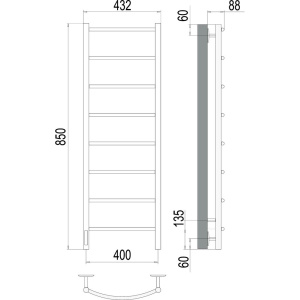 Полотенцесушитель электрический Terminus Классик П8 400x850 левый