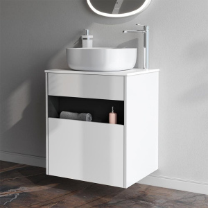 Мебель для ванной AM.PM Func 60 белый глянец, со столешницей, раковина M8FWCC30430WG
