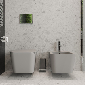 Унитаз подвесной Aqueduto Macio MAC0130 безободковый, с микролифтом, серый матовый