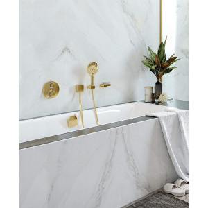 Термостатический смеситель Hansgrohe Ecostat S 15758990 для душа, полированное золото