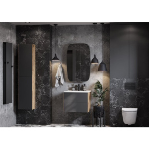 Шкаф AQUATON Сохо 35 дуб веллингтон, графит софт