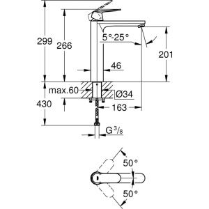 Смеситель для раковины GROHE Eurosmart Cosmopolitan 23921000 однорычажный DN 15 XL-Size, хром