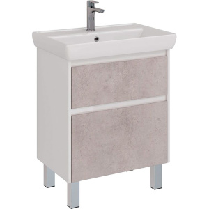Купить Тумба с раковиной Lemark Combi 70 бетон, белая глянцевая в Москве с доставкой Тумба с раковиной Lemark Combi 70 бетон, белая глянцевая