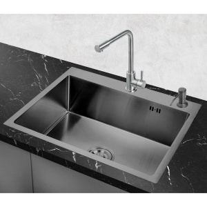 Мойка кухонная РМС MR MR-5843BL c корзиной и дозатором, графит