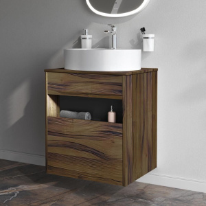 Тумба с раковиной AM.PM Func 60 дуб крафт, со столешницей, раковина M8FWCC20561WG