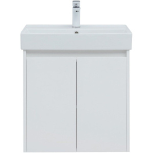 Тумба с раковиной Aquanet Nova Lite 60 белый глянец, с дверками