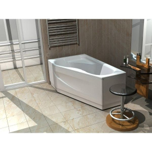 Акриловая ванна Акватек Медея MED180-0000037 L 170x95 см, угловая, вклеенный каркас, с экраном, со сливом-переливом, асимметричная